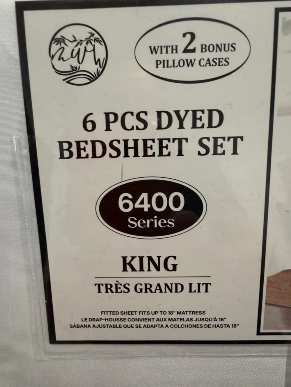 King 6-Piece Dyed White Bedsheet Set - 6400 Series